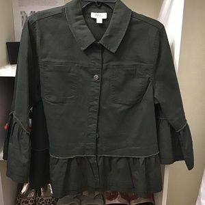Green twill peplum jacket